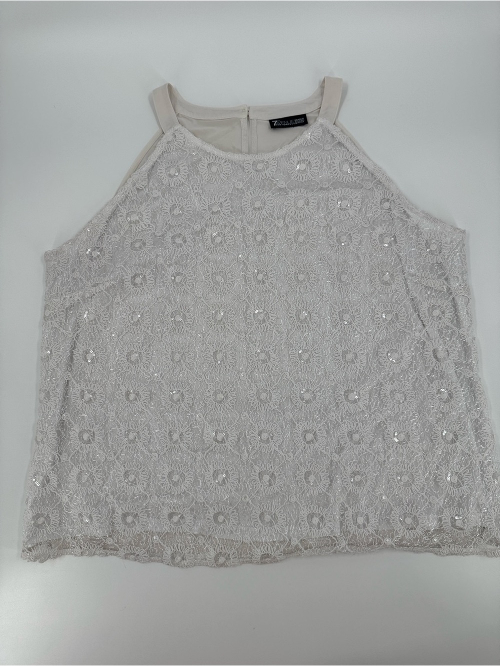 7th Avenue Lace Beaded Halter Tank Size XL - Picture 1 of 7